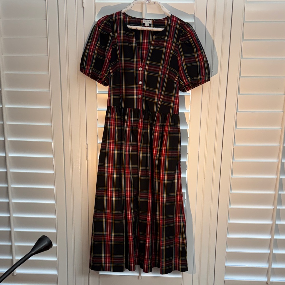 J. Crew Multicolor Plaid Midi Dress